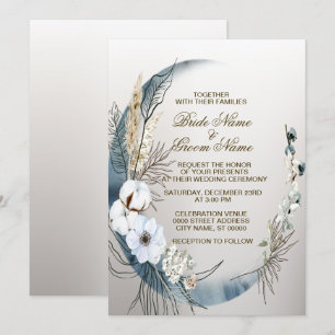 Hochzeit Boho White Orchid Blume Blue Moon Party Einladung