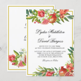 Hochzeit Botanischer Boho Elegant Pomegranat Einladung