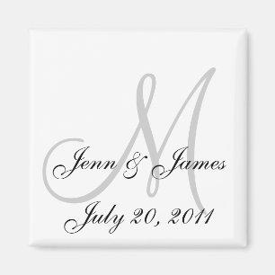 Hochzeit Braut Bräutigam Datum Monogramm Schwarz W Magnet
