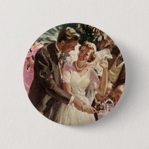 Hochzeit Braut Bräutigam Frischvermählte schneiden Button