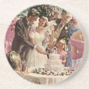 Hochzeit Braut Bräutigam Frischvermählte schneiden Getränkeuntersetzer