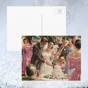 Hochzeit Braut Bräutigam Frischvermählte schneiden Postkarte