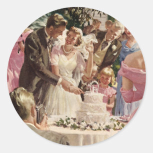 Hochzeit Braut Bräutigam Frischvermählte schneiden Runder Aufkleber