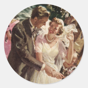 Hochzeit Braut Bräutigam Frischvermählte schneiden Runder Aufkleber