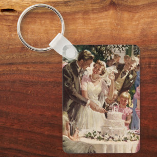 Hochzeit Braut Bräutigam Frischvermählte schneiden Schlüsselanhänger
