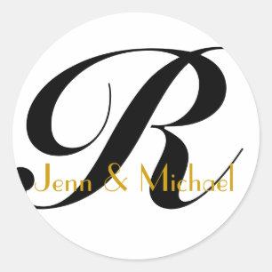 Hochzeit Braut Bräutigam Namen Monogramm R Aufkleb Runder Aufkleber