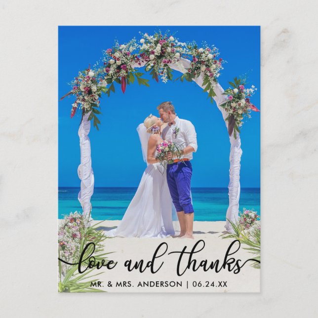 Hochzeit Braut Groom Foto Liebe und Dank Postkarte (Vorderseite)
