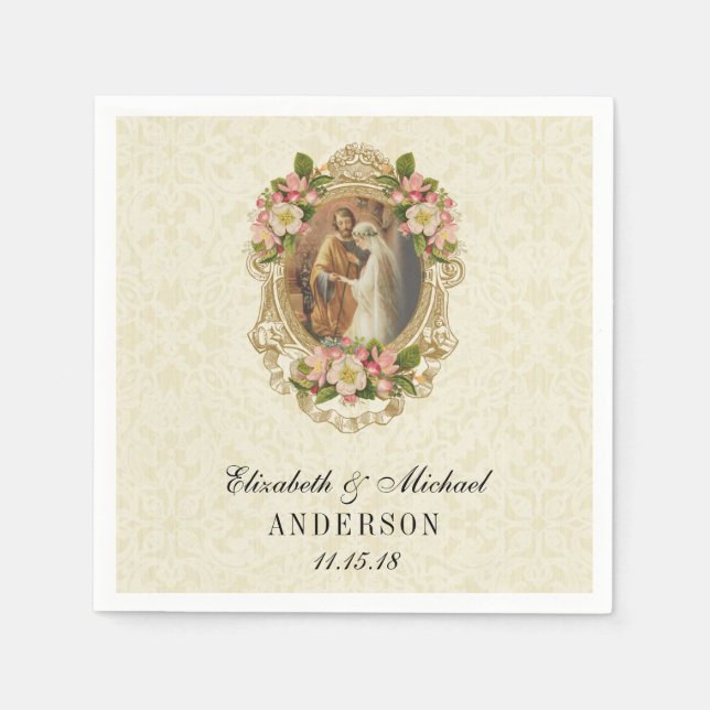 Hochzeit Braut Groom Katholische Ehe Mary Joseph Serviette (Vorderseite)