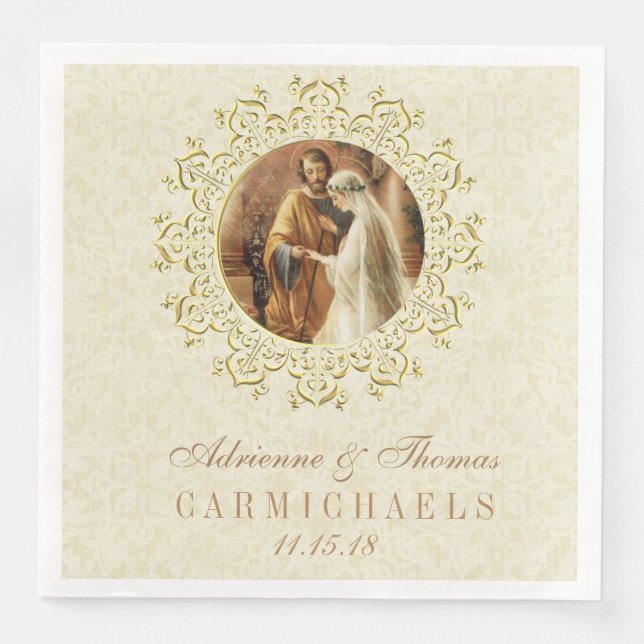 Hochzeit Braut Groom Katholische Ehe Mary Joseph Serviette (Vorderseite)