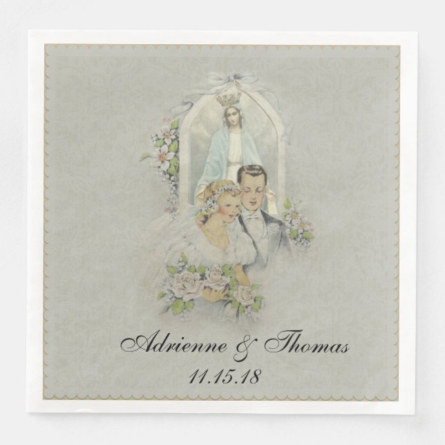 Hochzeit Braut Groom Katholische Jungfrau Mary Serviette (Vorderseite)