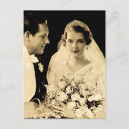 Hochzeit Braut und Bräutigam im Vintage-Stil Postkarte