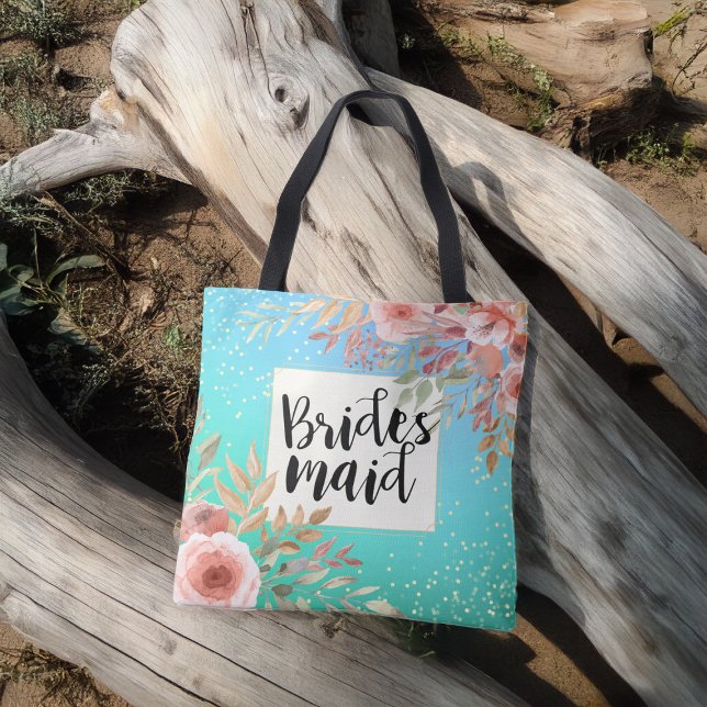 Hochzeit Bridesmaid Chic Pink Aquamarine Goldpunkt Tasche (Von Creator hochgeladen)