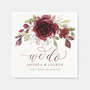 Hochzeit Burgund Wein Rote Wasserfarbe Bouquet tun Serviette
