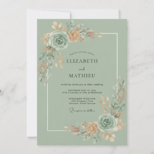 Hochzeit Celadon Aqua Blossom Einladung