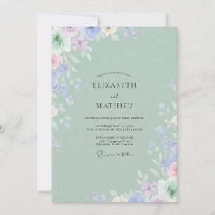 Hochzeit Celadon Blasse Lilafarbene Pfingstrose Einladung