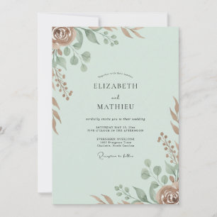 Hochzeit Celadon Kupfer Laub Eukalyptus Einladung