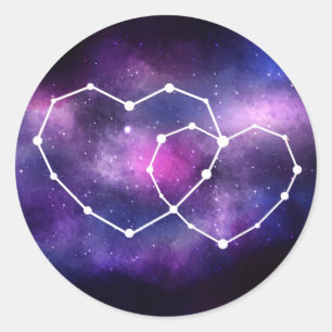 Hochzeit Celestial Galaxy Hearts Sternbild Stern Runder Aufkleber