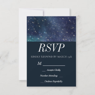 Hochzeit Celestial Star Night Navy Romantik RSVP Karte