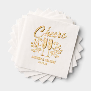 Hochzeit Champagner Blume Cheers Individuelle Name Servietten Mit Folie