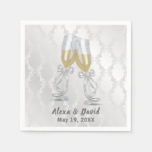 Hochzeit Champagner Toast auf Damaske Serviette