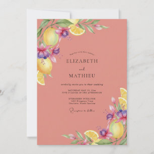 Hochzeit Coral Lemon Citrus Eukalyptus Einladung