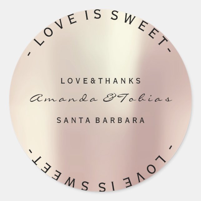 Hochzeit dank rosa Rose Gold Glass Skin Runder Aufkleber (Vorderseite)
