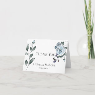 Hochzeit Danke   Aquarellfarben, blau, floralblau
