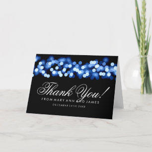 Hochzeit "Danke" Blau Hollywood Glamour Dankeskarte