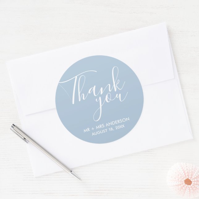 Hochzeit Danke, Blue Gastgeschenk Hochzeit Runder Aufkleber (Umschlag)