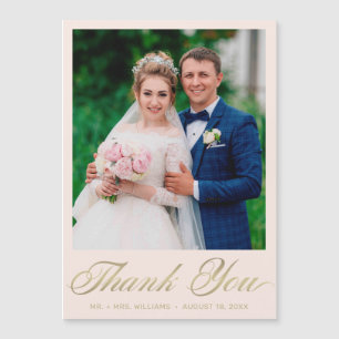 Hochzeit Danke, Blush Pink Gold Script Magnet