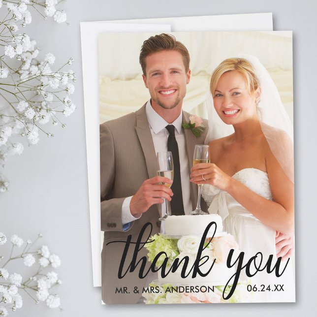 Hochzeit Danke, Bridge and Groom Foto Card B Dankeskarte (Customize to add text or more photos to back of card.)