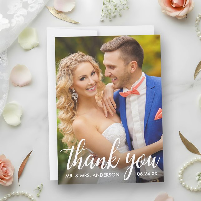 Hochzeit Danke, Bridge and Groom Foto Card Dankeskarte (Customize to add text or more photos to back of card.)