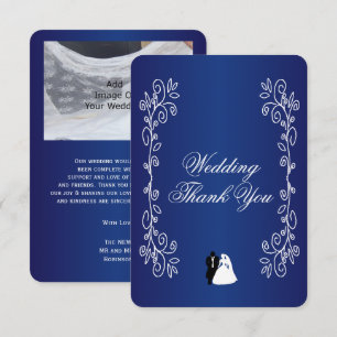 Hochzeit Danke, Card Royal Blue Bride Groom Dankeskarte