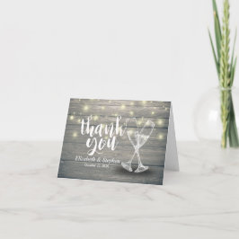 Hochzeit Danke Champagne Glasses Wood Lights