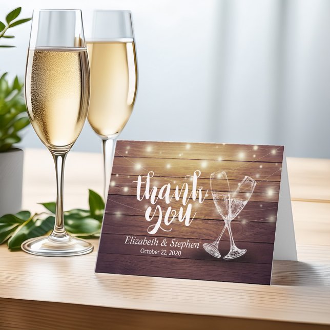 Hochzeit Danke Champagne Glasses Wood Lights (Von Creator hochgeladen)