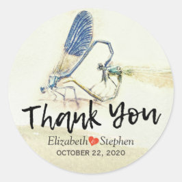 Hochzeit Danke Chic Dragonfly Paating Liebe Herz Runder Aufkleber