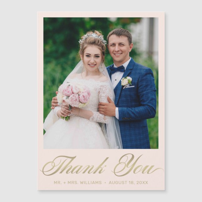 Hochzeit Danke, dass du Blush Pink Gold Script Mag Magnetkarte (Vorderseite)
