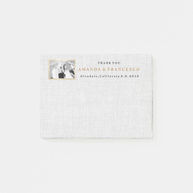 Hochzeit Danke, dass du ein Geschenk für Burlap Gr Post-it Klebezettel (Vorderseite)