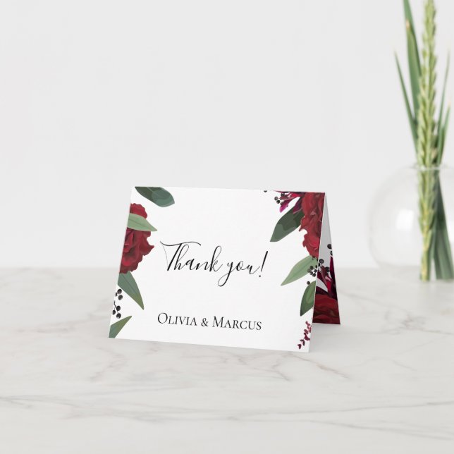 Hochzeit Danke | Elegant Rich Burgundy (Vorderseite)