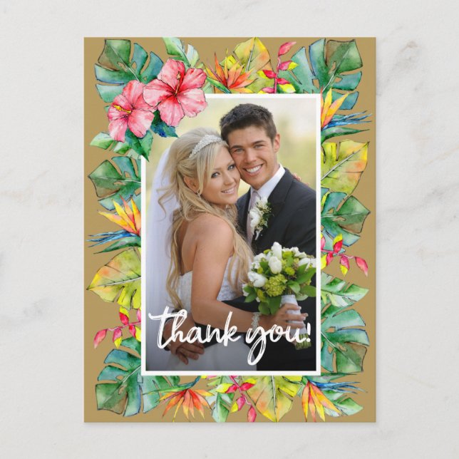 Hochzeit Danke | Foto an der Tropengrenze Postkarte (Vorderseite)