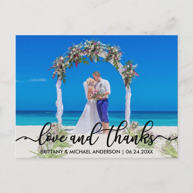 Hochzeit Danke | Foto Liebe und Dank Postkarte (Vorderseite)