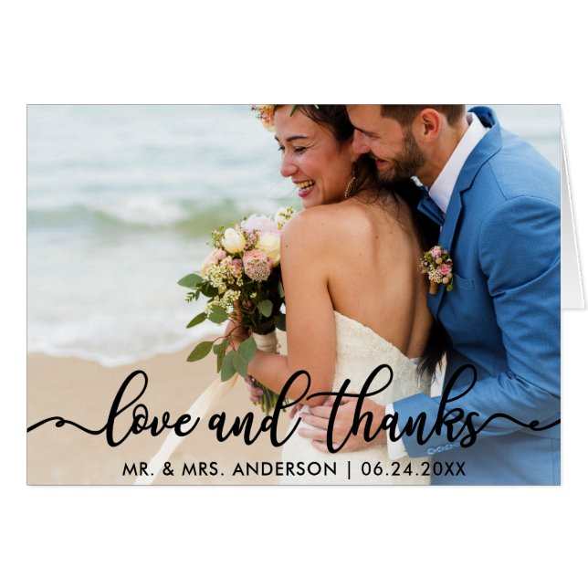Hochzeit Danke | Foto-Liebe und Danke-Falte B (Vorderseite (Horizontal))
