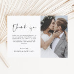 Hochzeit Danke Foto Minimalistisch Simple<br><div class="desc">Hochzeit Dankeschön Karten,  die ein Foto auf der Vorder- und Rückseite haben. Die Dankeschön-Karten enthalten eine moderne,  handgeschriebene,  kursive Schriftzeichen-Typografie,  die elegant,  einfach und modern nach Ihrer Hochzeitsfeier zu benutzen sind.</div>