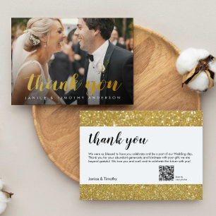 Hochzeit Danke Foto QR Code Gold Imitate Folie