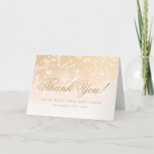 Hochzeit "Danke" Gold Bokeh Funkelnde Lichter Dankeskarte