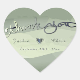 Hochzeit "Danke" Gray Wash Herz-Aufkleber