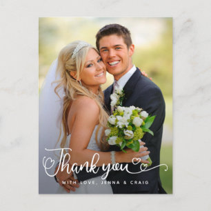 Hochzeit Danke Handgeschriebenes Skript über Fot Postkarte