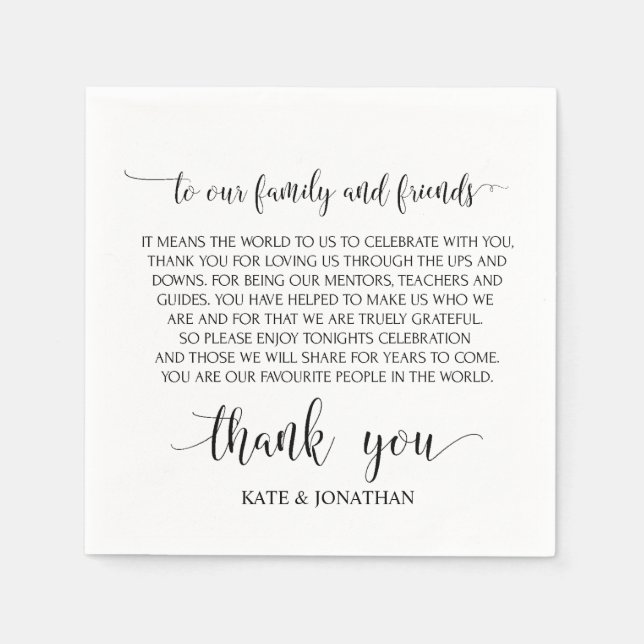 Hochzeit danke Ihnen Cocktail Napkins für Empfang Serviette (Vorderseite)