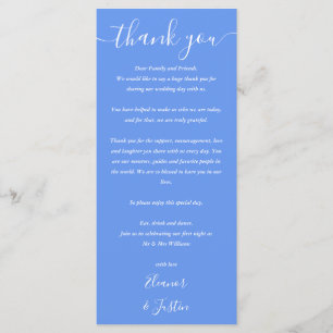Hochzeit danke Ihnen Cornflower Blue Platzkarte Menükarte