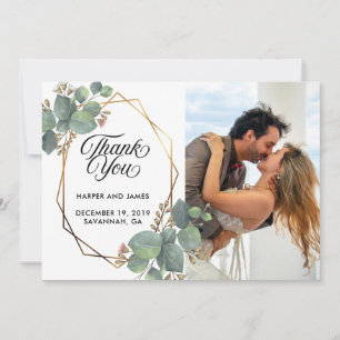 Hochzeit danke Ihnen Eukalyptus-Fotokarte Save The Date